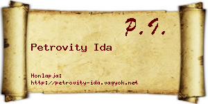 Petrovity Ida névjegykártya